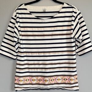 J. Crew Stitchwork Striped Tee Boatneck Tee Size Small